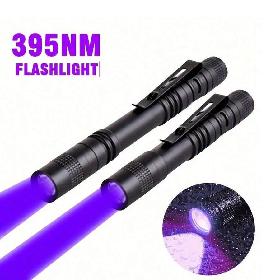 1pc 395nm UV Light Flashlight, Mini Portable Pen Lights For Leak, Pet Urine, Hotel Inspection, Dry Stain And Dye Detector Ultraviolet Invisible Ink Torch, Ore Money Scorpion Detection Lamp, Camping Accessories