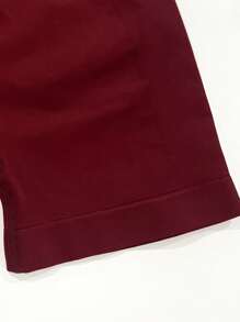 女式高腰健身红色短裤 - 提臀、收腹、曲线修身 | 圣诞假期健身装，高腰收腹短裤，隐形紧身提臀紧身裤，曲线骑行短裤，女式平角裤，束腰带，加大曲线，黑色短裤，短裤，紧身短裤，女式平角裤 - 酒紅色 - 查看 6