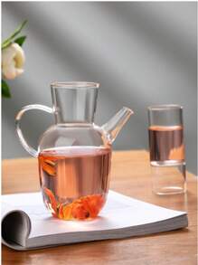 Chinesischer Stil Glas Kung Fu Teekanne, Kaltwasser Wasserkocher, transparente Teekanne, Saftflasche, ergonomischer Griff, einfach zu reinigen, beständig gegen hohe und niedrige Temperaturen, rissbeständig beim täglichen Brühen, empfohlen von Tee-Künstlern, retro-stromlinienförmiger Teekannenauslauf für den Hausgebrauch geeignet, geeignet für losen Tee/Kaffee, antike Wohndekoration Geschenke (500 ML)