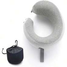 Travel Pillow, Award-Winning Patented Ergonomic Design For Chin & Neck Support Memory Foam Neck Pillow, Compact Airplane Pillow For Traveling, Car (Gray, Medium)