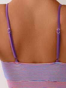 Summer Spring Swimwear Cross Strap Gradient Color 2-Piece Bikini Knot V-Neck Swimsuit Suitable For Beach Pool Women's Swimwear And Clothing High Waist Back Adjustable Shoulder Strap Women's Bikini Set Beachwear - Red Violet - View 10