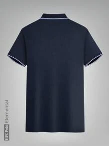 HPC POLO Playera Tipo Polo para Hombre Manga Corta – Bonita, Básica, Cómoda y Ligera, Ideal para Uso Casual y Diario, Diseño Clásico y Versátil para Combinaciones con Jeans, Pantalones y Shorts - Azul Marino - Ver 2