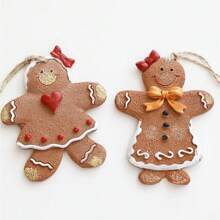 6 قطعة/2 قطعة/1 قطعة زخرفة شجرة عيد الميلاد علقات رجل الزنجبيل الراتنجية الصغيرة ، ديكور عيد الميلاد المرسوم باليد ، عيد الميلاد