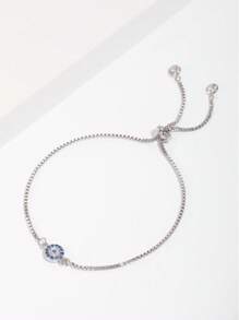 1pc 18K Gold Plated Copper Cubic Zirconia Adjustable Bracelet