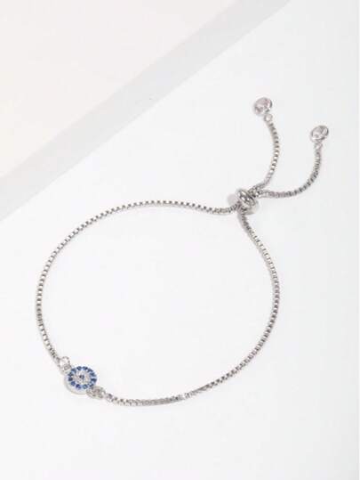 1 件 18K 镀金铜方晶锆石可调节手链