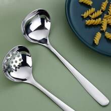 1pc 304 Stainless Steel Extra Large Soup Ladle, Thickened & Polished, Mirror Polished Tableware, Suitable For Home, Kitchen, Restaurant - Multicolor - View 10