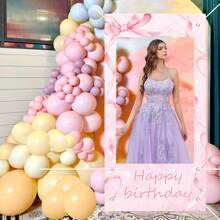 1Pc-Polyester-Bow Photo Props Banner,Pink Bow Party Decoration Photo Props Backdrop Frame For Happy Photo Door Banner - Multicolor - View 8