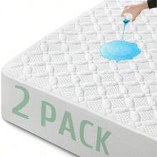 White Top King Mattress Protector For Adjustable Bed - Bamboo Viscose, Waterproof, 6 - 18 Inches Deep Pocket, 32 - 34 Inches From Head