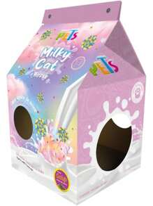 Fancy Pets Casa de Cartón con Rascador para Gatos Milky Cat Algodón de Azúcar - Multicolor - Ver 2