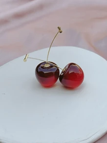 1 par de brincos de frutas vermelhas de cereja para mulheres, Design doce, versátil, pessoal e fashion para uso cotidiano