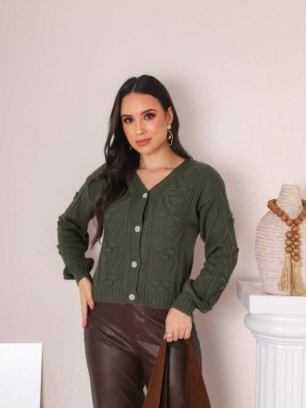 Casaco Cardigan Tricot Feminino com Botões Dourados Trico Frio Outono Inverno tamanho 38-42 moda inverno 2025SimpleseleganteCasualBotões na frenteBotãoBolso