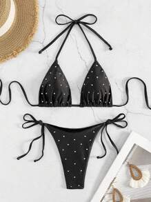 Nouveau bikini de 2 pièces décoré de strass, style européen et américain pour femmes