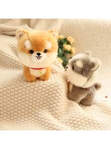 1pc 20cm/7.87in Cute Fluffy Corgi Plush Doll Big Head Kawaii Lifelike Animal Chow Chow Samoyed Yorkshire Pomeranian Husky Stuffed Dog Doll Soft Plush Puppy Doll Birthday/New Year Gift Home Decor - Multicolor - View 15