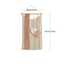 1 Pieza Colgante de Pared de Macramé, Decoración de Pared Estilo Bohemio, Tapiz Tejido a Mano con Flecos, Formas de Corazón y Hoja, Adecuado para Sala de Estar, Dormitorio, Oficina