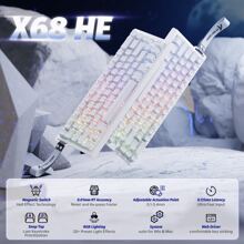 X68 HE Rapid Trigger Mechanical Gaming Keyboard 60% Wired With Adjustable Actuation,Hall Effect Magnetic Switch,8KHz Polling Rate,RGB Backlit,Top Mount,Side Printed Keycap(White Contour)