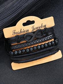 4-55 件休闲复古嘻哈不锈钢和皮革首饰套装，项链、手链、戒指、锆石耳环，适合男士、情侣、日常佩戴、约会、派对、父亲节礼物（无盒） - 彩色 - 查看 16