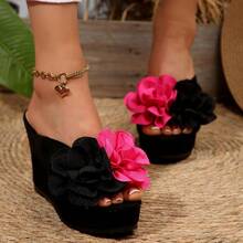 女士厚底坡跟凉鞋，露趾时尚百搭鞋