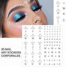 1pc Face Diamond Gem Face Stickers Purple Red Rhinestone Gem Sticker Eyeshadow Sticker Nail Body Makeup Stars Sticker DIY Decor Party Daily 3d Faux Gemstone Face Jewel Self-Adhesive Sticker, Great For Diy Music Festival, Y2k Makeup, Costume Party Makeup, Face & Eye Decoration