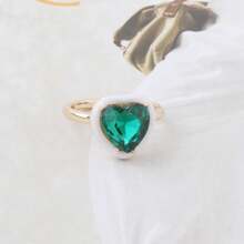 1 Nhẫn trái tim thời trang tương phản dành cho phụ nữ, Nhẫn pha lê thủy tinh, Nhẫn xếp chồng để đeo hàng ngày khi đi nghỉ - hình trái tim - Xem 47