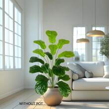 1pc 60-110cm New Artificial Fiddle Leaf Fig Ficus Tree Branch Green Plastic Leaves Modern Realistic Touch Fake Plant Indoor Outdoor Decor Faux Plant For Home Office Garden Room Decoration Gifts Birthday Graduation