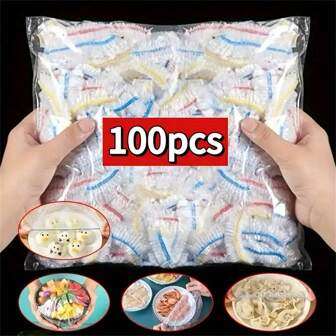 Value Pack - 100/300/500pcs Color Disposable Food Cover, PE Plastic Wrap, Fresh-Keeping Film Bag For Kitchen Storage
