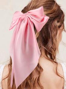 3 Piezas de Pinzas para el Cabello con Lazos para Mujeres, Lazo Negro, Lazo Blanco, Lazos Rosas, Pinzas para el Cabello con Lazos de Cinta de Satén con Cola Larga, Accesorios para el Cabello para Fiestas, Escuela