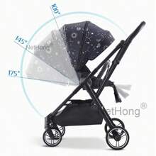 Foldable Baby Stroller Convertible Reversible Pushchair Travel For Airplane UK - Black - View 9