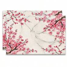4/6pcs, Insulated, Table Placemats, Peach Blossoms, Cherry Blossom Pattern Printing, Furniture And Restaurant Decoration, Table Placemats, The Size Is 12 * 18 Inches/30 * 45cm, Machine Washable Polyester, Easy To Clean, Suitable For Family Gatherings, Indoor And Kitchen, Very Suitable For Catering - Multicolor - View 17