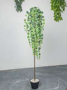 Kmitang 1 pieza (excluye maceta) Planta colgante artificial de 60-80cm, decoración de pared de hojas de eucalipto de dinero de plástico tropical, adecuada para boda, hogar, jardín, decoración de balcón - Multicolor - Ver 6