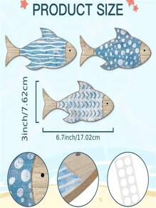 3 pezzi, decorazione da parete in legno a forma di pesce, tema nautico marittimo, scultura decorativa in legno a forma di pesce da appendere, per arredamento di case al lago o in riva al mare, decorazioni vintage per casa, bagno, camera da letto
