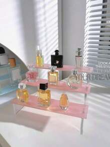 1pc Colorful Acrylic Ladder Display Rack, 3-Tier Shelf For Collectibles, Figurines, Toys, Collectibles, Comics, Nail Polish, Perfume, Cupcakes, Decorations And Storage Items