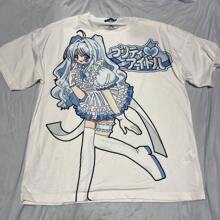 Japanese Kawaii Cartoon Printing T-Shirts Harajuku Summer Casual Short Sleeve Vintage Tops Funny Oversized Y2k Aesthetic Tees - 白色 - 查看 1