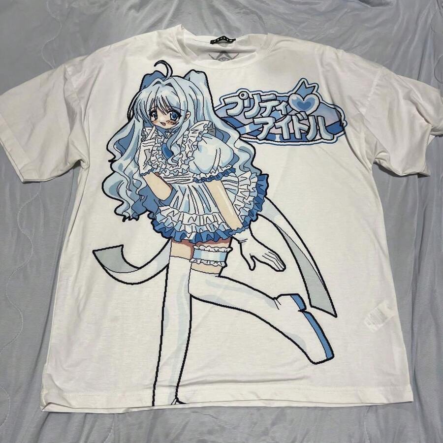 Japanese Kawaii Cartoon Printing T-Shirts Harajuku Summer Casual Short Sleeve Vintage Tops Funny Oversized Y2k Aesthetic Tees - 白色 - 查看 1