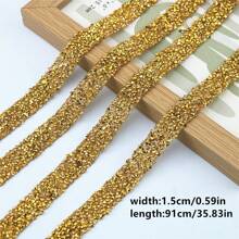 1pc Self-Adhesive Resin Rhinestone Trims Clothing Accessories DIY Decor - Golden - View 2
