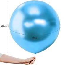 12 Large Chrome Metallic Balloon Balloons 16 Inches Large Round Balloons Premium Birthday Party Decoration - Blue - View 2