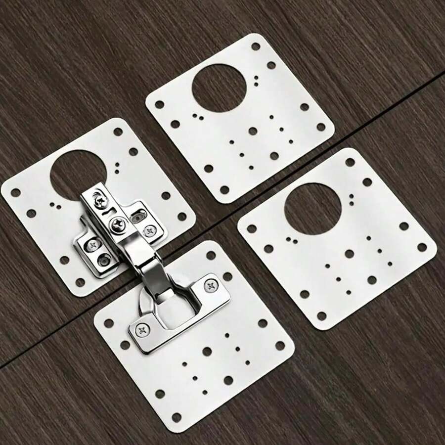 4pcs/8pcs Stainless Steel Cabinet Hinge Repair Kit - Easily Fix Cupboard Doors With Flat Brackets And Screws