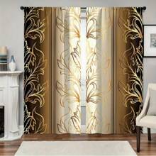 2 件优雅黑色和金色条纹奢华窗帘 - 防褪色，可机洗涤纶，带杆袋设计，适用于卧室、客厅、教室装饰 - 彩色 - 查看 3