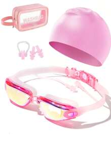 7-Color Adult Swimming Goggles Set, Anti-Fog Anti-UV Swim Glasses Unisex With Nose Clip, Waterproof And Clear Vision