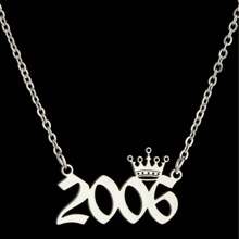 1pc Stainless Steel Year Engraved Necklace, Commemorative Unique Date, Birthday Crown Pendant Necklace, Birthday Gift, Elegant Minimalist Numeric Choker Collar Pendant Necklace