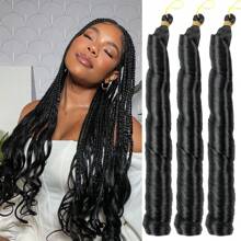 3 Pcs Synthetic French Curl Braiding Hair 22 Inch Loose Wave Braiding Hair Extensions Pre Stretched Crochet Braids For Women