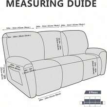 8 Pieces Recliner Sofa Covers Stretch Leather Like Large Couch Covers For 3 Seats Reclining Slipcovers Soft Jacquard Pattern Furniture Protector With Elastic Bottom