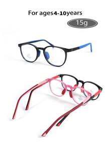 [1 Piece] Children's Non-Prescription Glasses Without Prescription For Reading And Writing. Children's Glasses Frame Is Comfortable And Lightweight. Children Aged 3-8 Years Old Have Oval Shape, Fashionable And Classic College Style For Daily Wear - Blue Light Blocking Glasses - View 1