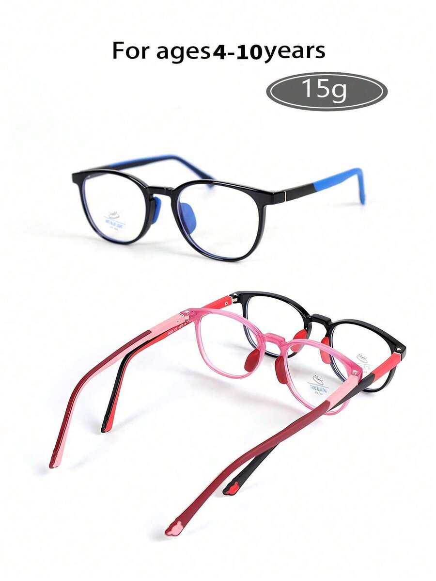 [1 Piece] Children's Non-Prescription Glasses Without Prescription For Reading And Writing. Children's Glasses Frame Is Comfortable And Lightweight. Children Aged 3-8 Years Old Have Oval Shape, Fashionable And Classic College Style For Daily Wear - Blue Light Blocking Glasses - View 1