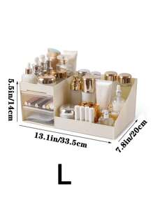 1 件双层多隔层化妆品收纳盒，带抽屉 - 适用于口红、刷子、乳液、眼影、指甲油和珠宝的梳妆台