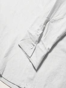 Áo sơ mi nam tay dài cổ bẻ, chất liệu cotton 100% trơn màu, bán chạy nhất, thích hợp cho các hoạt động ngoài trời và đi làm, cho mùa thu - trắng - Xem 4