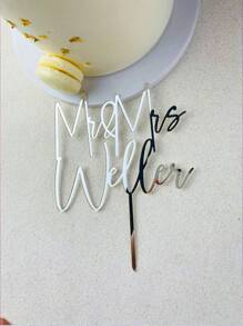 Personalized Wedding Mr And Mrs Cake Topper Custom Rustic Wedding Bride & Groom Names Cake Topper Decoration Waterproof, Ornamental Exquisite, Stylish, Fashionable, Vintage Custom Ornamental, Tea Room, Home, Garden, Office, For Anniversaries, For Valentine's Day, For Mother's Day, For Birthdays, For Father's Day, For Graduation, For Weddings, For Housewarming - Multicolor - View 4