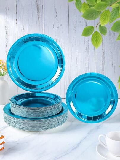 7/9 Inch Peacock Blue Disposable Paper Plates, Party Supplies, Disposable Party Plates, Birthday Party, Celebration Decorations, Gifts