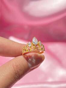 1 Nhẫn Vương Miện Rapunzel Nhẫn Công Chúa Dành Cho Người Phụ Nữ Thời Trang Cưới Phụ Kiện Trang Sức Mạ Vàng Nhẫn Có Thể Điều Chỉnh Quà Tặng Cho Đám Cưới Của Cô Hoàng Gia Tiaras - Vàng - Xem 2