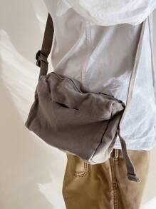 Túi đeo vai vải canvas thời trang, Túi đeo chéo mini tối giản, Ví khóa kéo nhẹ có thể gấp lại, Thích hợp cho phụ nữ dùng hàng ngày, đi làm, đi học, đi làm, có túi phía trước đựng chìa khóa, điện thoại di động - Màu xám đen - Xem 6