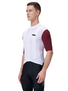 [HISERWA]2025 Summer Spring Men's BikeJersey Short Sleeve Color Block ,Seamless Construction & Anti-Slip Hem,3+1 Zipper Pockets,MTB/Road Cycling Top - Burgundy - View 5